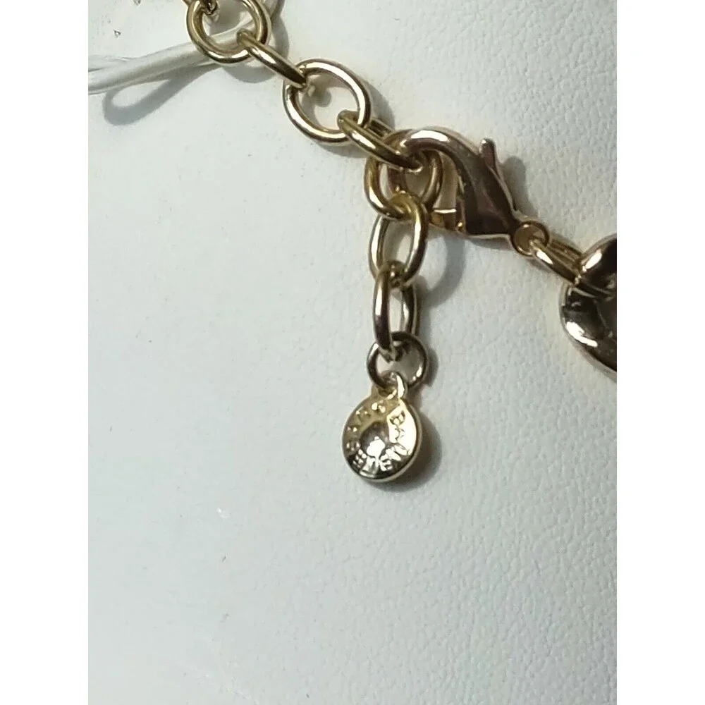 Baublebar Beige Brown Marbled Gold Tone Chain Link Chunky Statement Necklace - Picture 5 of 6